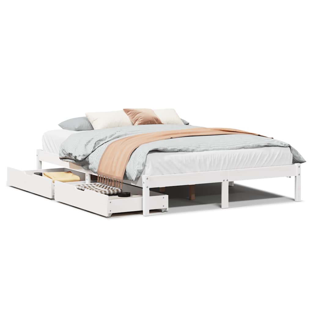 Letto senza Materasso Bianco 150x200 cm Legno Massello di Pino - homemem39