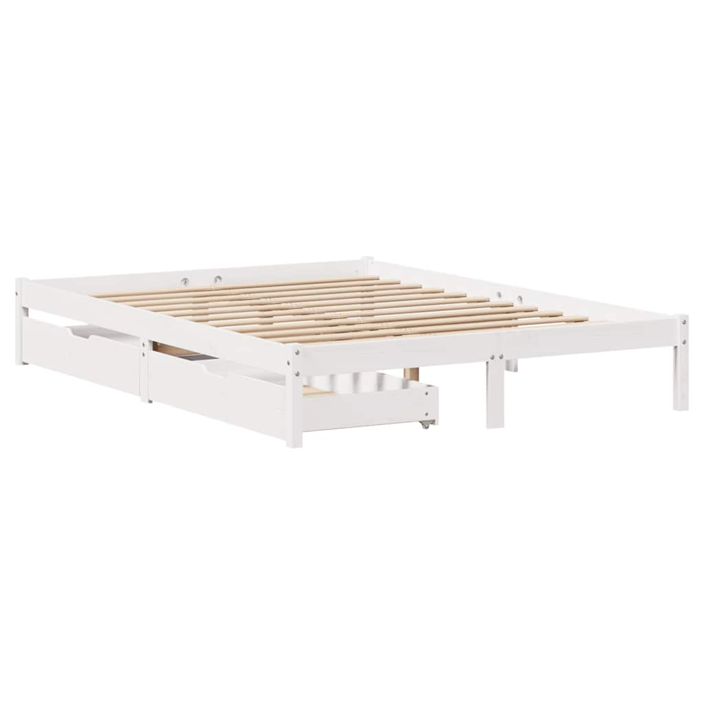 Letto senza Materasso Bianco 150x200 cm Legno Massello di Pino - homemem39