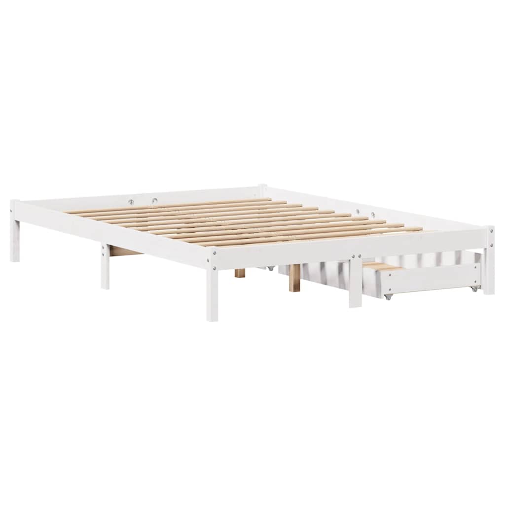 Letto senza Materasso Bianco 150x200 cm Legno Massello di Pino - homemem39