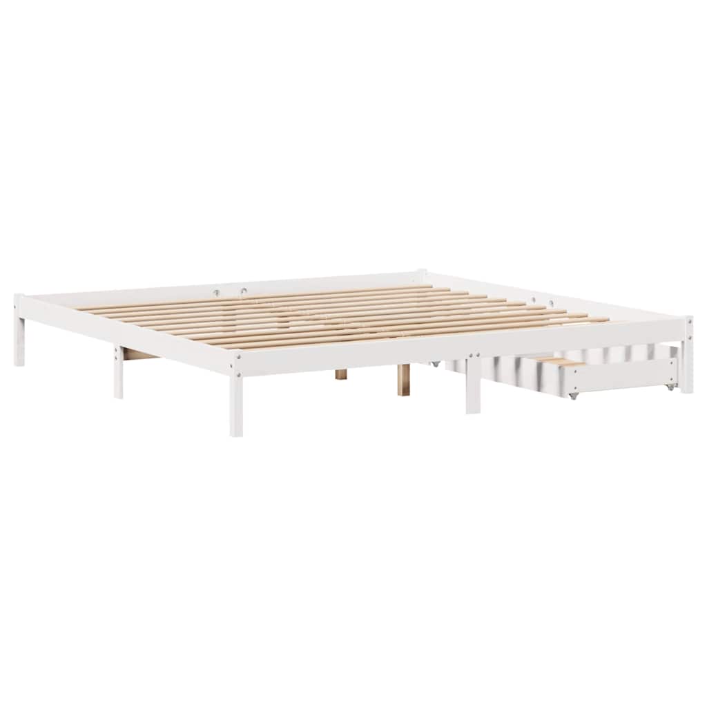 Letto senza Materasso Bianco 180x200 cm Legno Massello di Pino - homemem39
