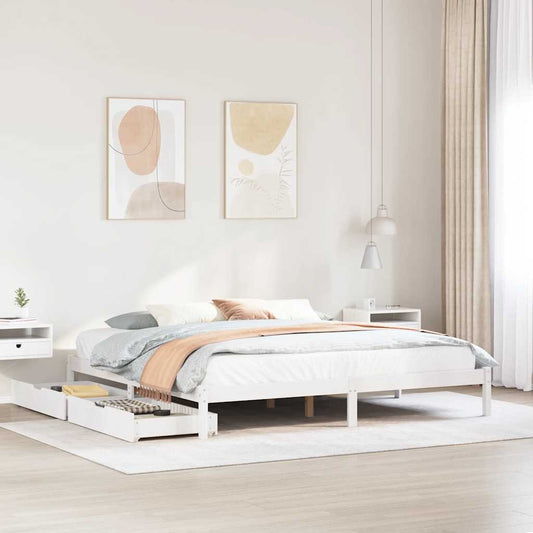 Letto senza Materasso Bianco 180x200 cm Legno Massello di Pino - homemem39