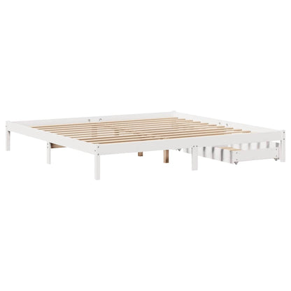 Giroletto senza Materasso Bianco 200x200 cm Legno Massello Pino | homemem39