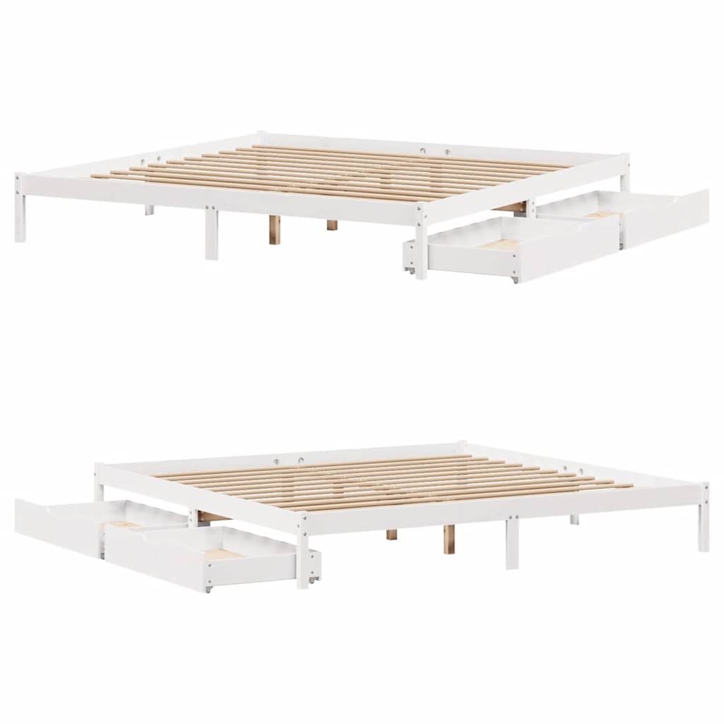 Giroletto senza Materasso Bianco 200x200 cm Legno Massello Pino | homemem39