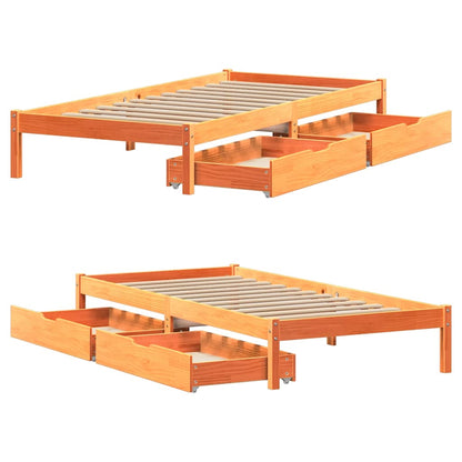 Letto senza Materasso Marrone Cera 75x190 cm in Legno di Pino | homemem39