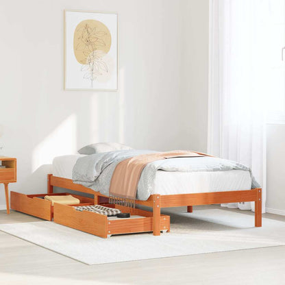 Letto senza Materasso Marrone Cera 75x190 cm in Legno di Pino | homemem39
