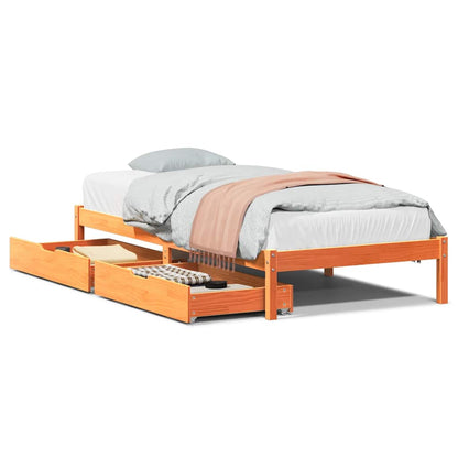 Letto senza Materasso Marrone Cera 90x190 cm in Legno di Pino | homemem39