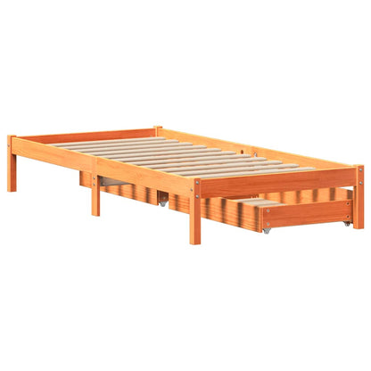 Letto senza Materasso Marrone Cera 90x190 cm in Legno di Pino | homemem39