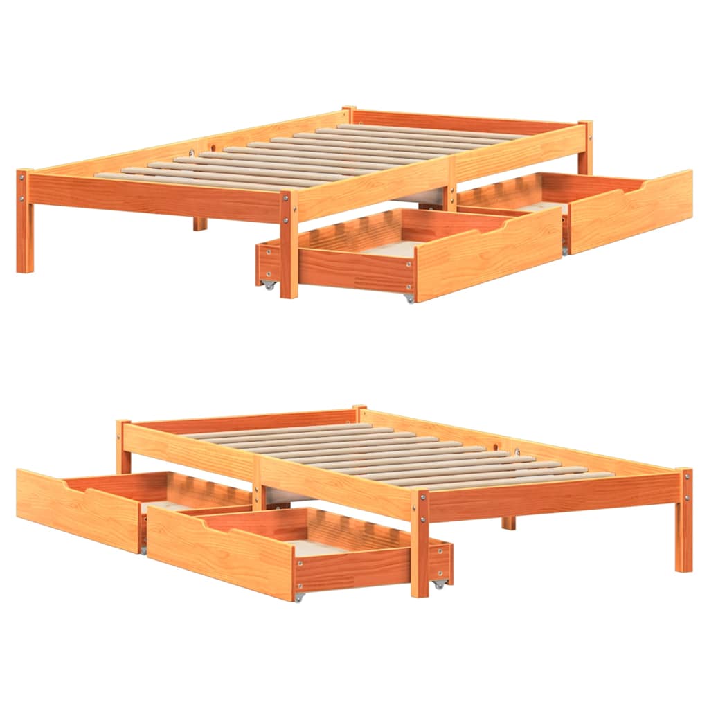 Letto senza Materasso Marrone Cera 90x190 cm in Legno di Pino | homemem39