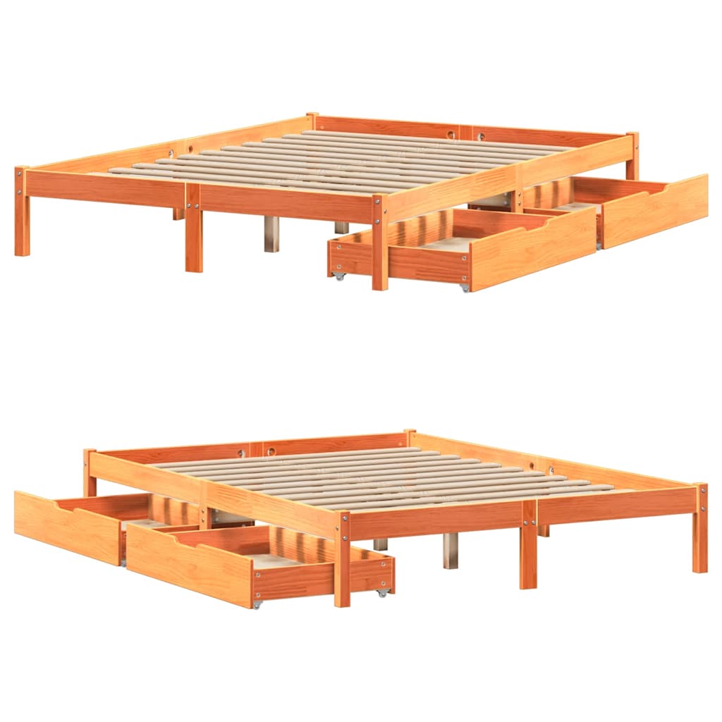 Letto senza Materasso Marrone Cera 120x190 cm in Legno di Pino | homemem39