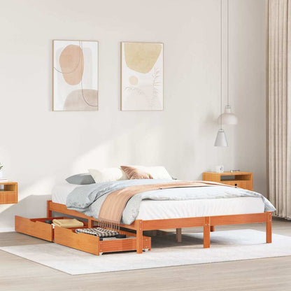 Letto senza Materasso Marrone Cera 120x190 cm in Legno di Pino | homemem39