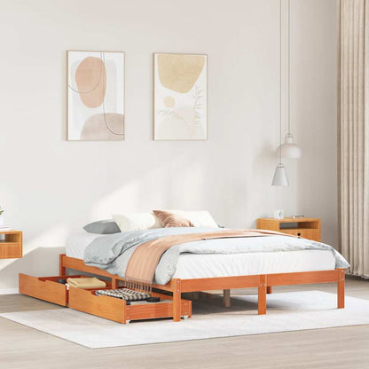 Letto senza Materasso Marrone Cera 135x190 cm in Legno di Pino | homemem39