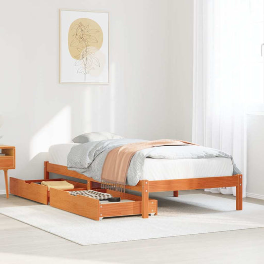 Letto senza Materasso Marrone Cera 90x200 cm Legno di Pino | homemem39