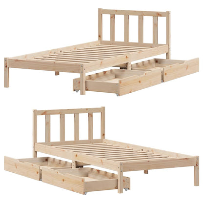 Letto senza Materasso 75x190 cm in Legno Massello Pino