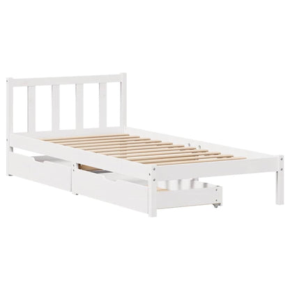 Letto senza Materasso Bianco 90x190 cm in Legno Massello Pino
