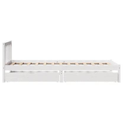 Letto senza Materasso Bianco 90x190 cm in Legno Massello Pino