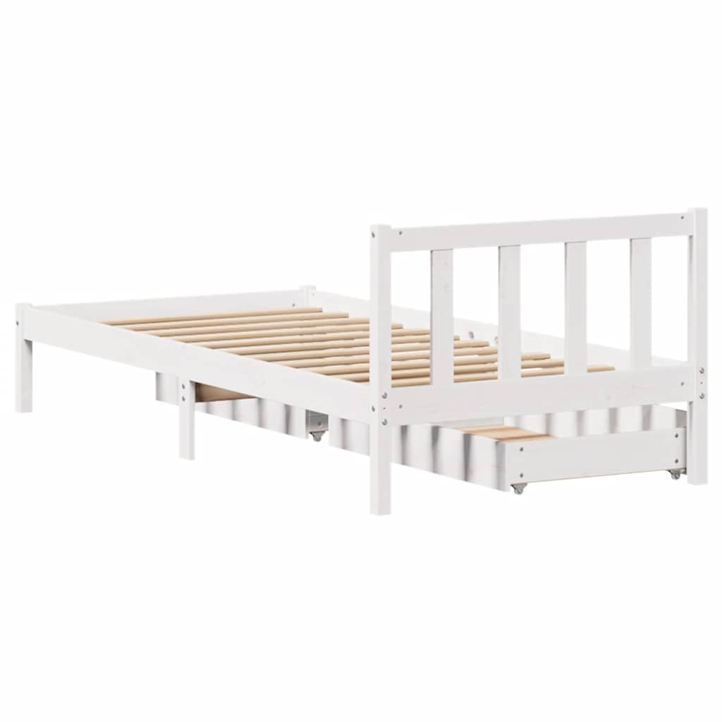 Letto senza Materasso Bianco 90x190 cm in Legno Massello Pino