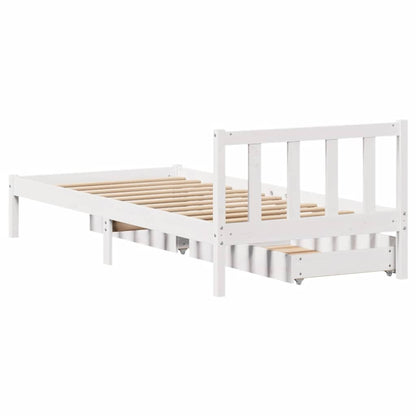 Letto senza Materasso Bianco 90x190 cm in Legno Massello Pino