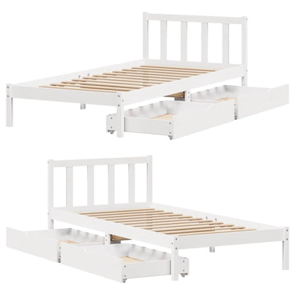 Letto senza Materasso Bianco 90x190 cm in Legno Massello Pino