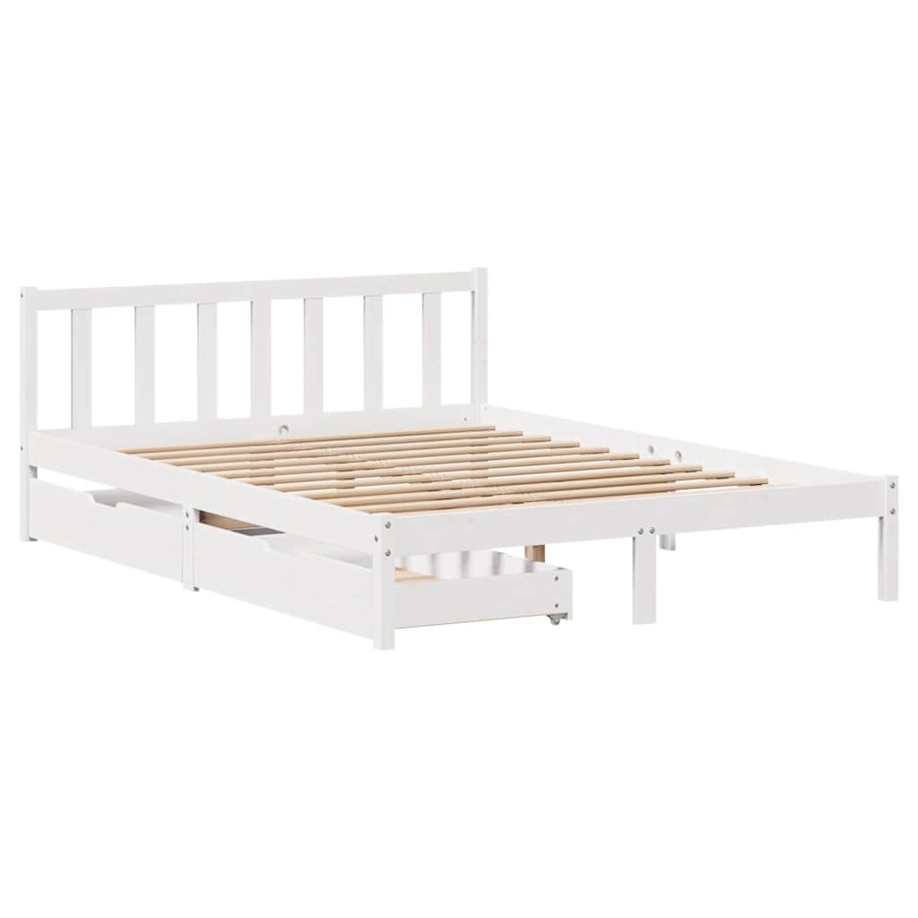 Letto senza Materasso Bianco 120x190 cm Legno Massello di Pino - homemem39