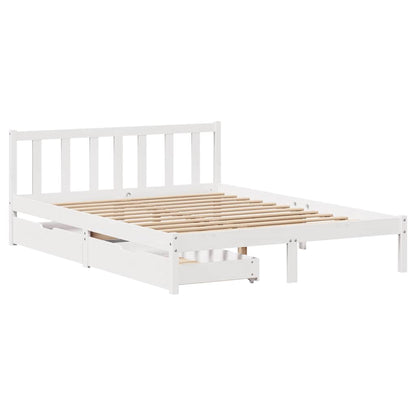 Letto senza Materasso Bianco 135x190 cm Legno Massello di Pino