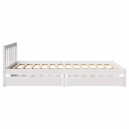 Letto senza Materasso Bianco 135x190 cm Legno Massello di Pino