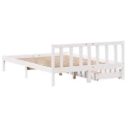 Letto senza Materasso Bianco 135x190 cm Legno Massello di Pino