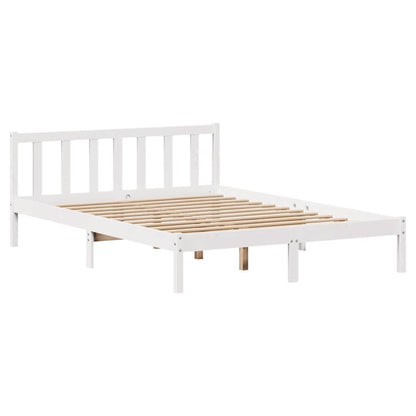 Letto senza Materasso Bianco 135x190 cm Legno Massello di Pino