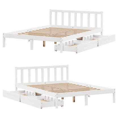 Letto senza Materasso Bianco 135x190 cm Legno Massello di Pino
