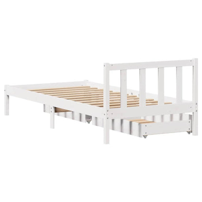 Giroletto senza Materasso Bianco 100x200 cm Legno Massello Pino