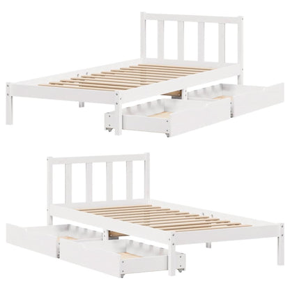 Giroletto senza Materasso Bianco 100x200 cm Legno Massello Pino
