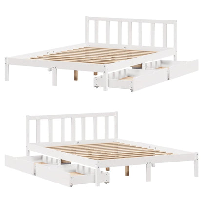 Letto senza Materasso Bianco 120x200 cm Legno Massello di Pino - homemem39