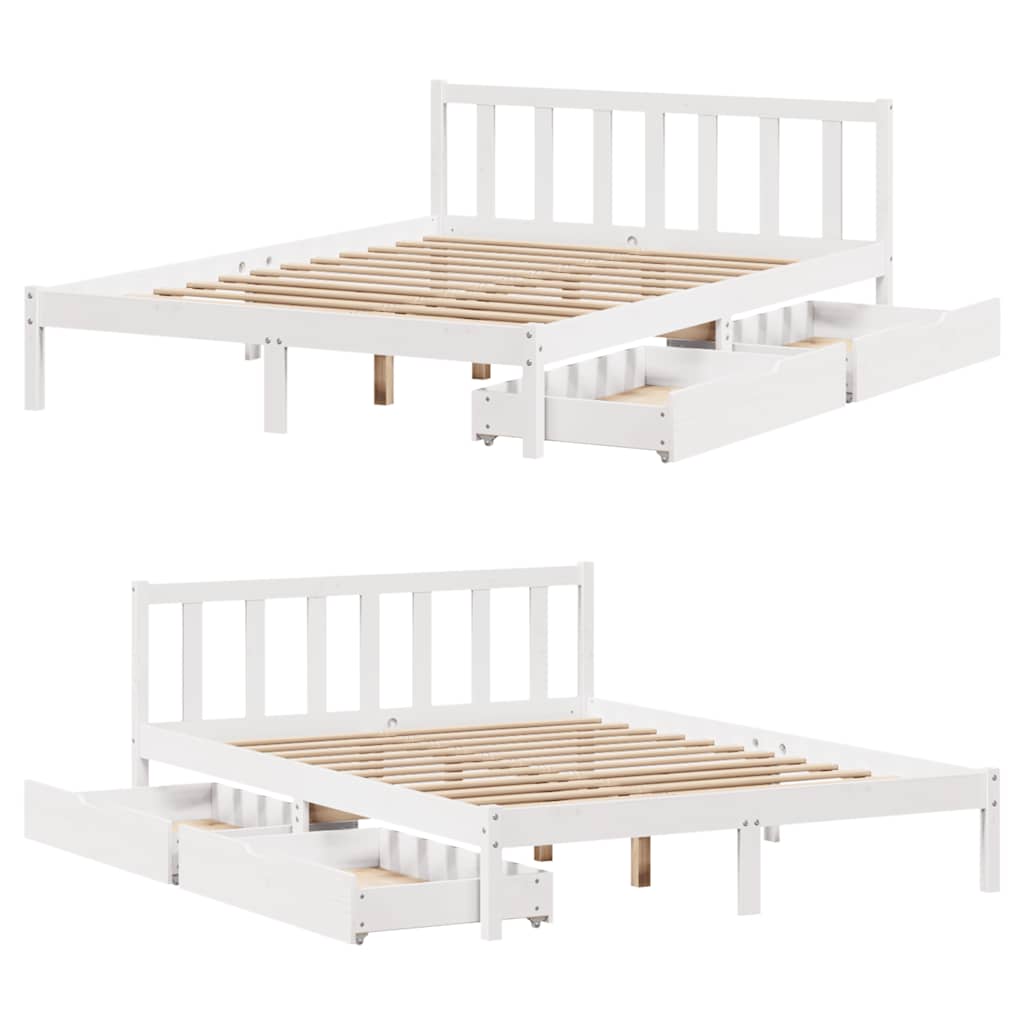 Letto senza Materasso Bianco 140x200 cm Legno Massello di Pino