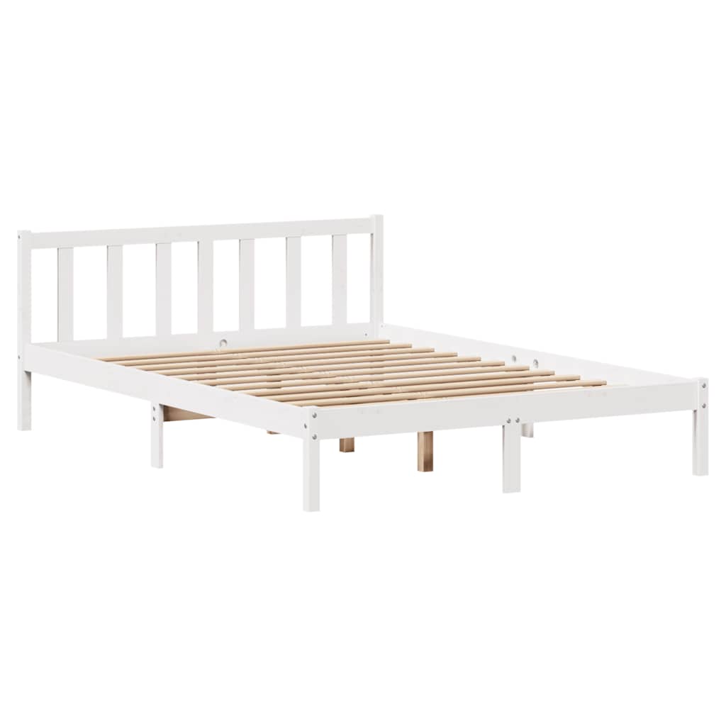 Letto senza Materasso Bianco 150x200 cm Legno Massello di Pino - homemem39