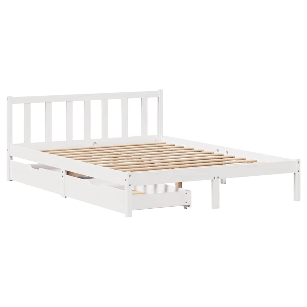 Letto senza Materasso Bianco 160x200 cm Legno Massello di Pino