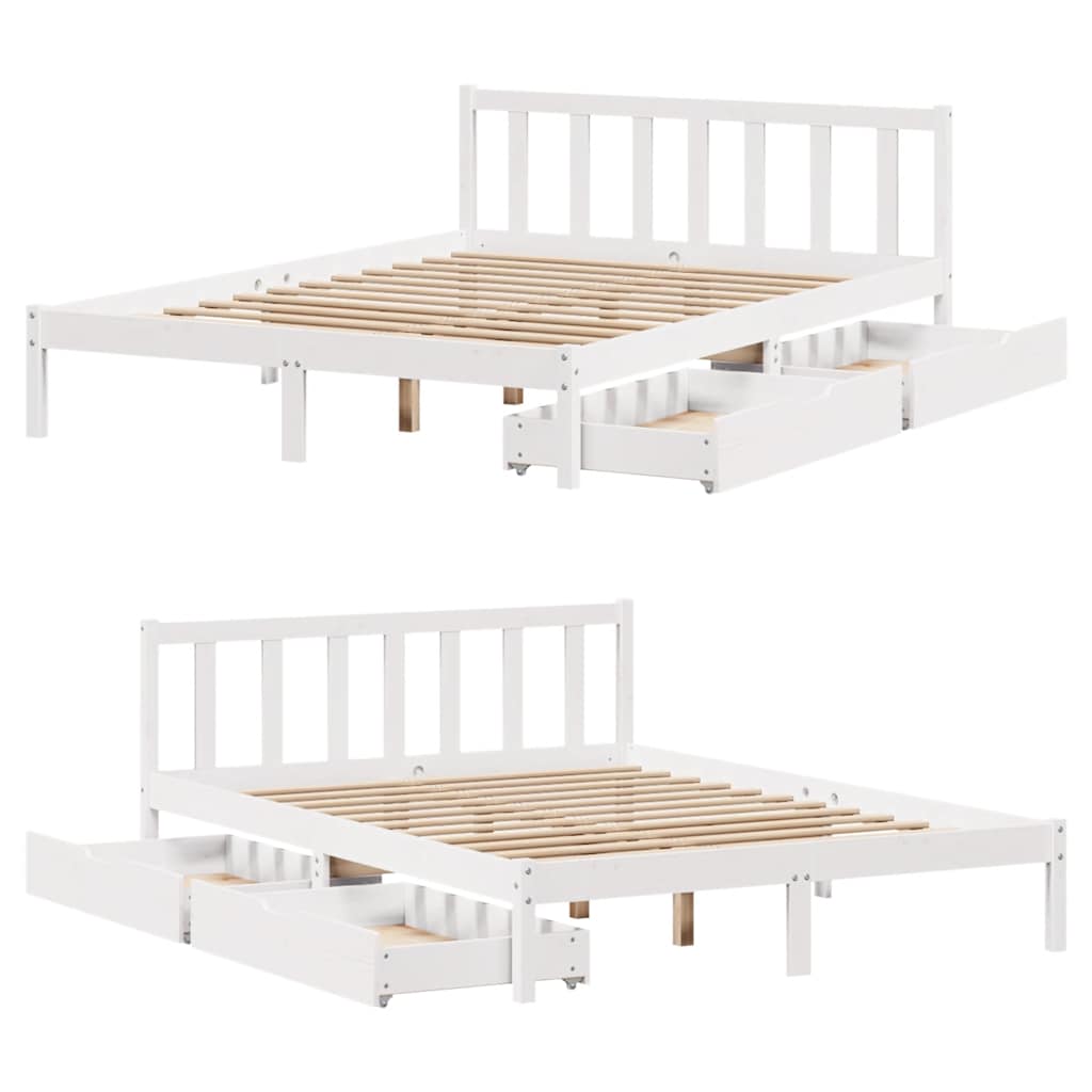 Letto senza Materasso Bianco 160x200 cm Legno Massello di Pino
