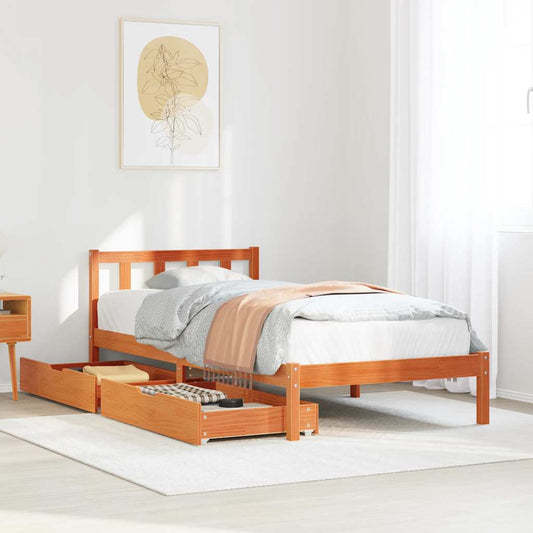 Letto senza Materasso Marrone Cera 100x200 cm in Legno di Pino | homemem39