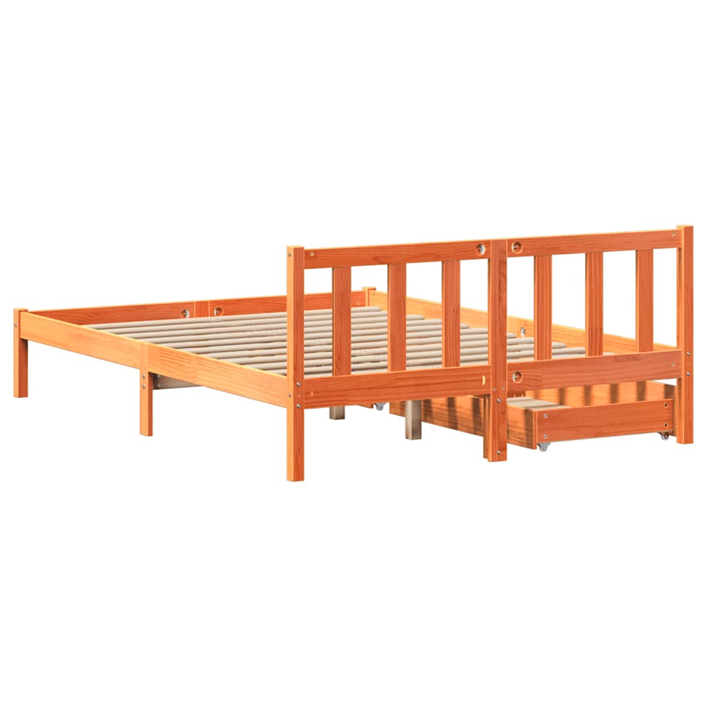 Letto senza Materasso Marrone Cera 120x200 cm in Legno di Pino