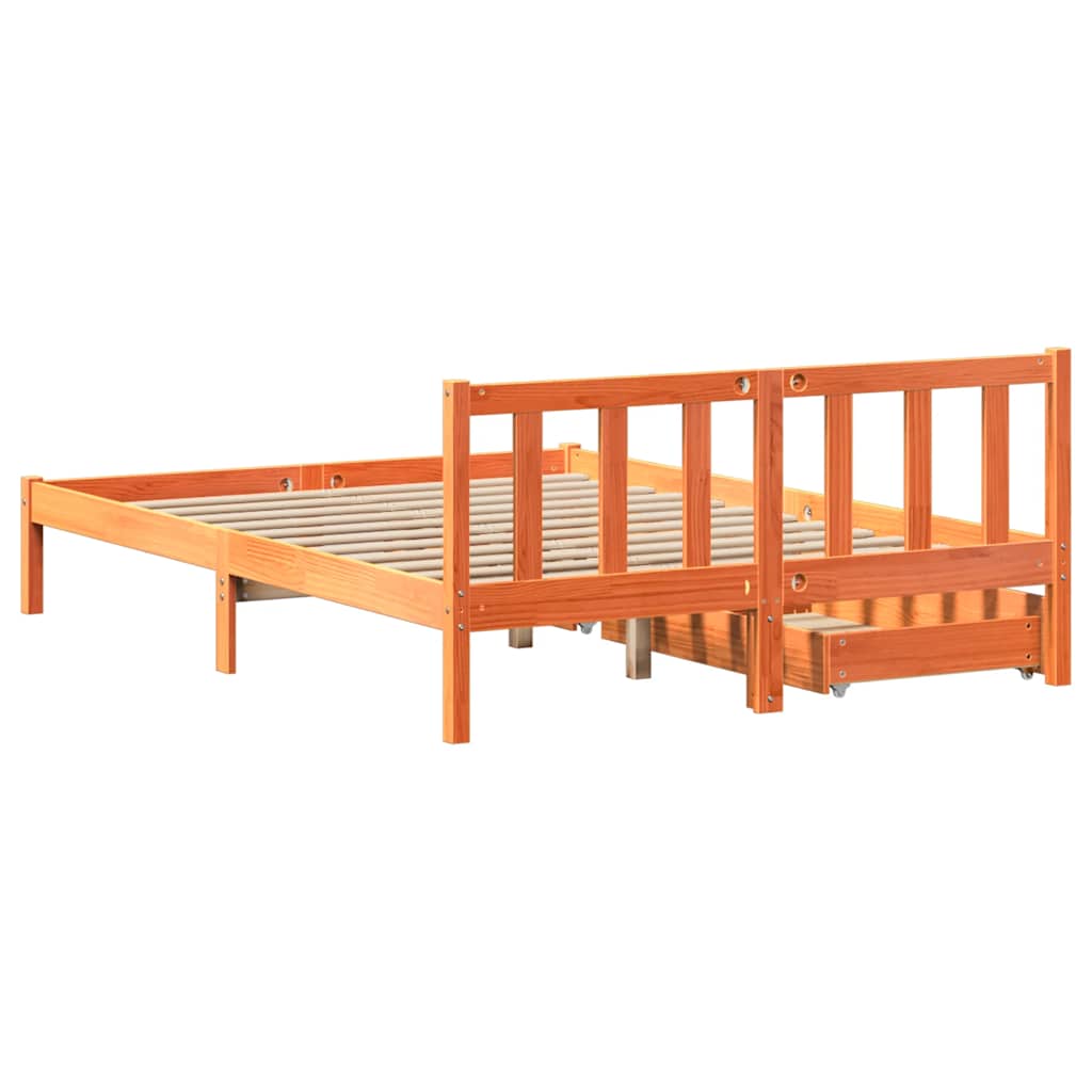 Letto senza Materasso Marrone Cera 150x200 cm in Legno di Pino