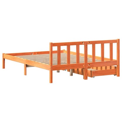 Letto senza Materasso Marrone Cera 150x200 cm in Legno di Pino