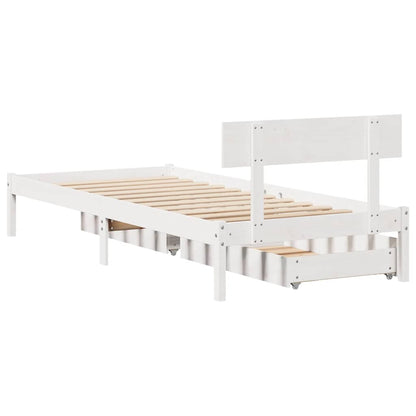 Letto senza Materasso Bianco 75x190 in Legno Massello di Pino | homemem39