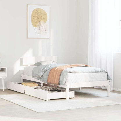Letto senza Materasso Bianco 75x190 in Legno Massello di Pino | homemem39