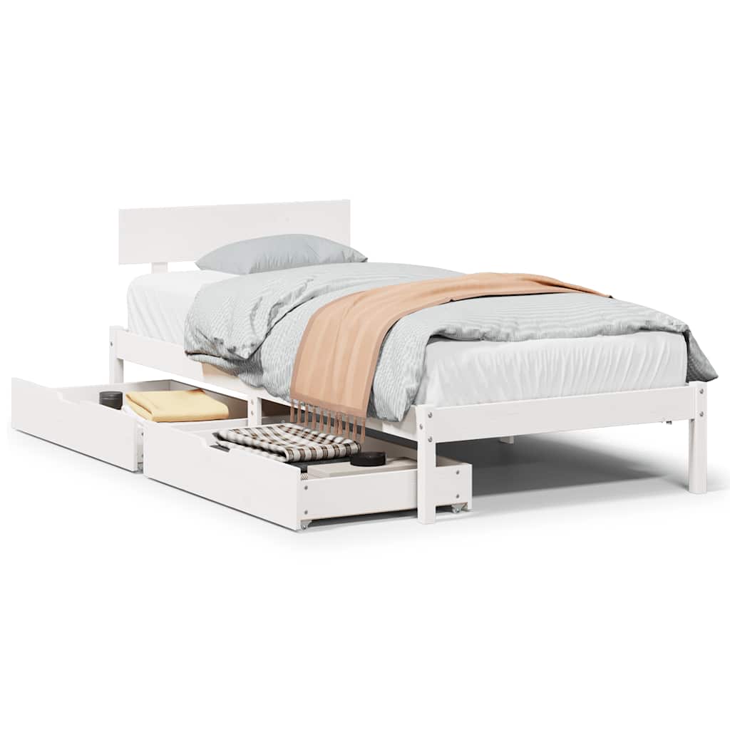 Letto senza Materasso Bianco 90x190 cm in Legno Massello Pino | homemem39
