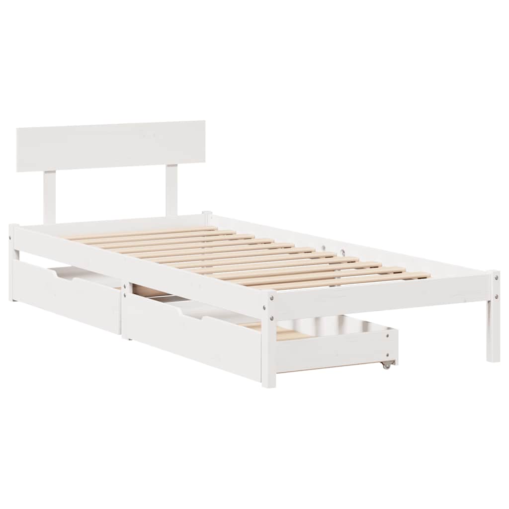 Letto senza Materasso Bianco 90x190 cm in Legno Massello Pino | homemem39
