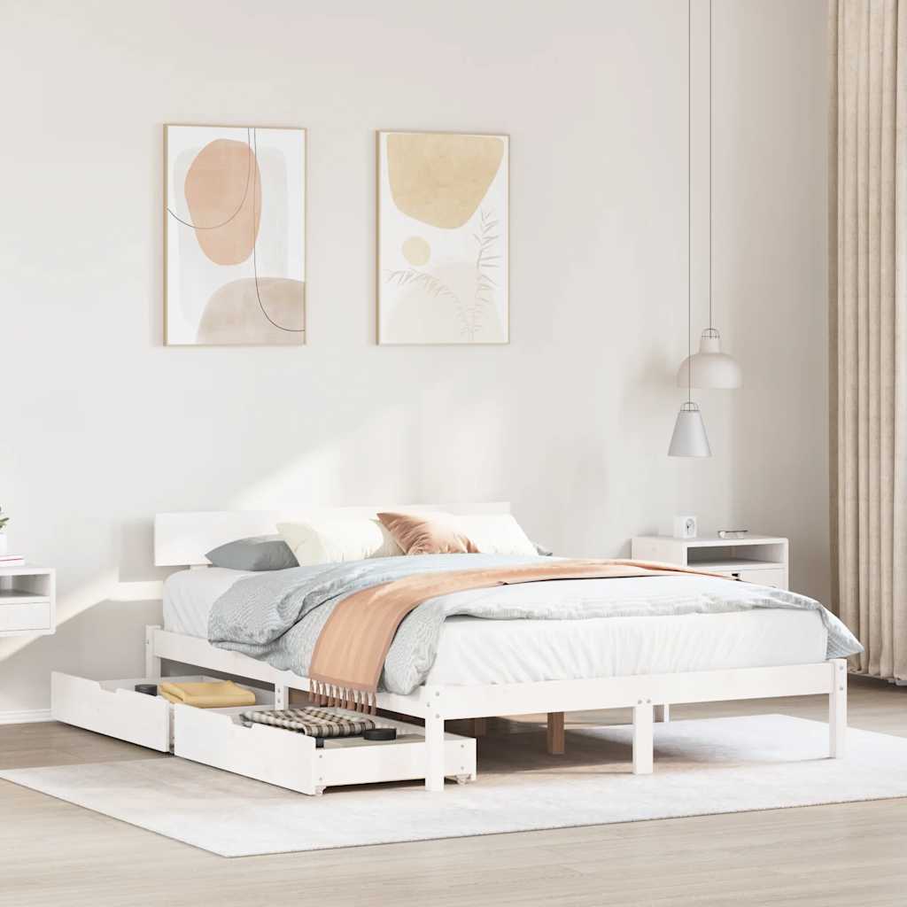 Letto senza Materasso Bianco 120x190 cm Legno Massello di Pino | homemem39