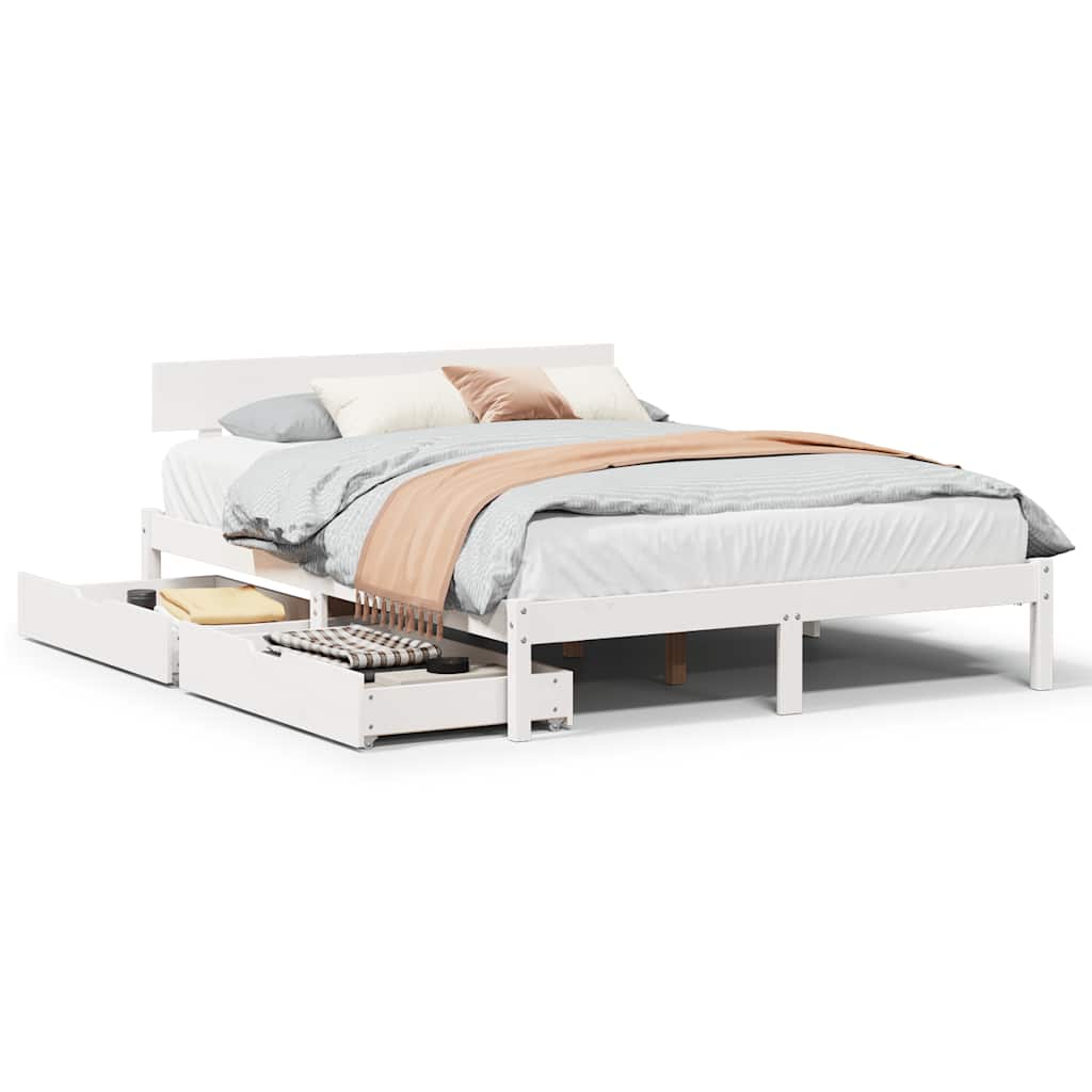 Letto senza Materasso Bianco 135x190 cm Legno Massello di Pino | homemem39
