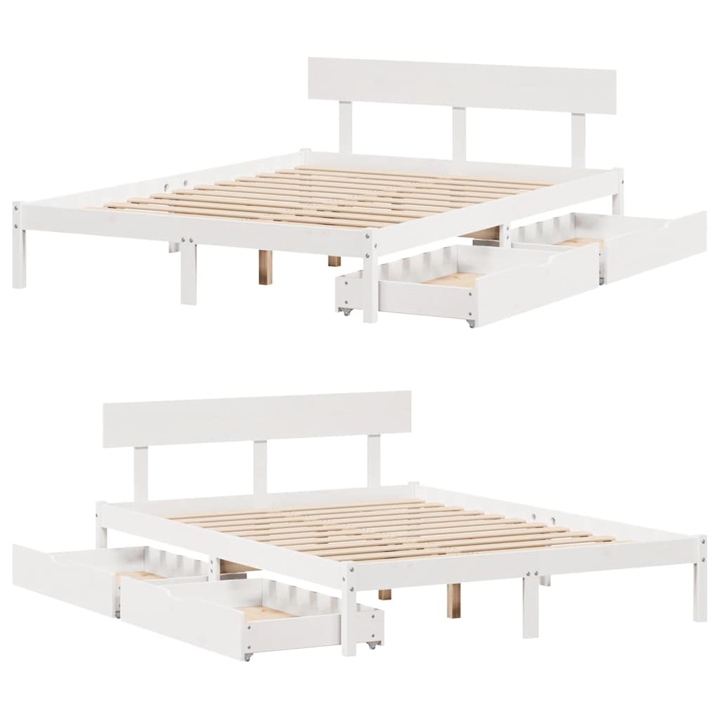 Letto senza Materasso Bianco 135x190 cm Legno Massello di Pino | homemem39