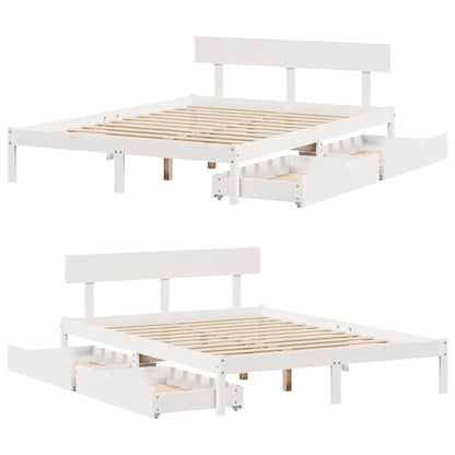 Letto senza Materasso Bianco 135x190 cm Legno Massello di Pino | homemem39