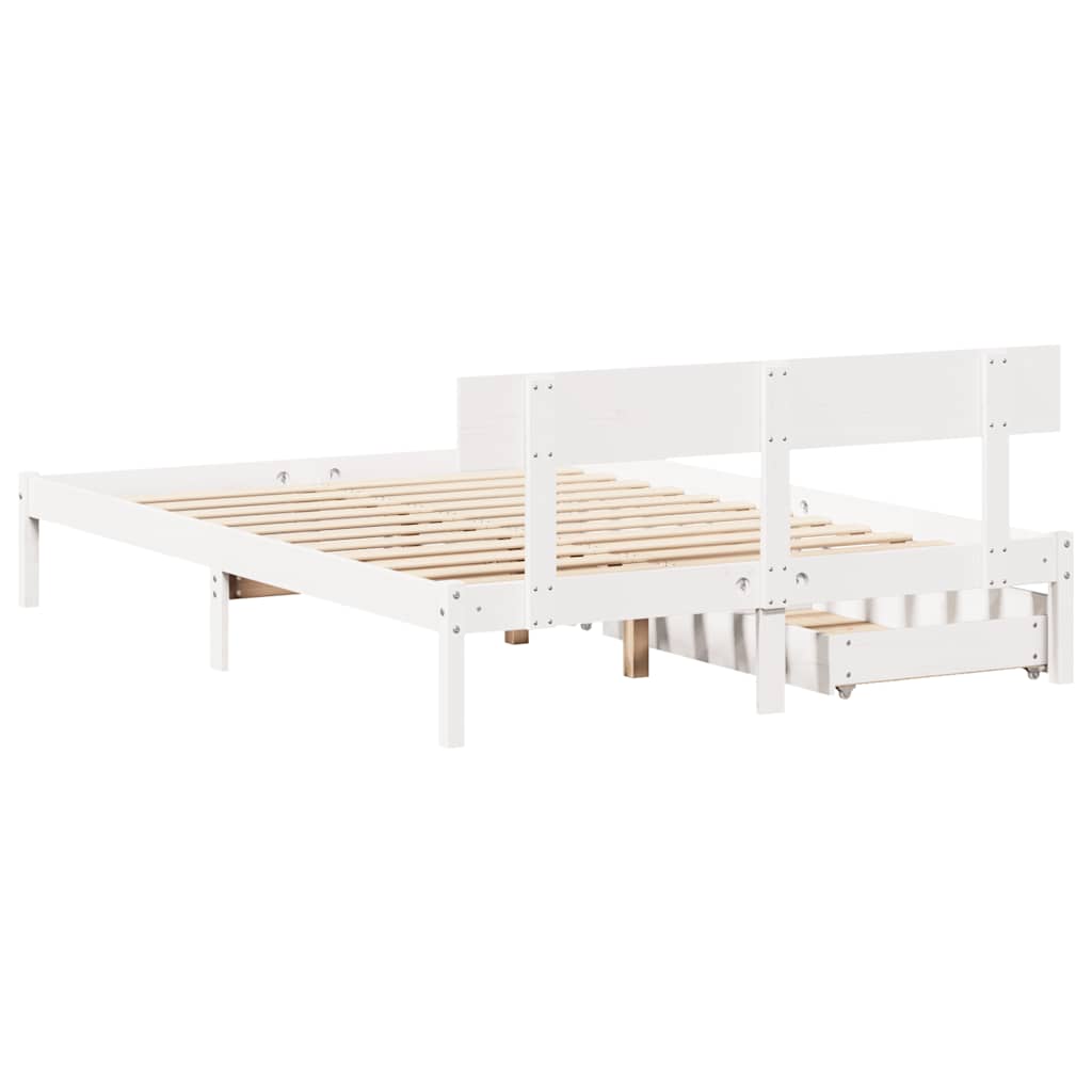Letto senza Materasso Bianco 140x190 cm Legno Massello di Pino
