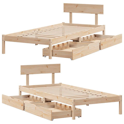Letto senza Materasso 90x200 cm in Legno Massello di Pino