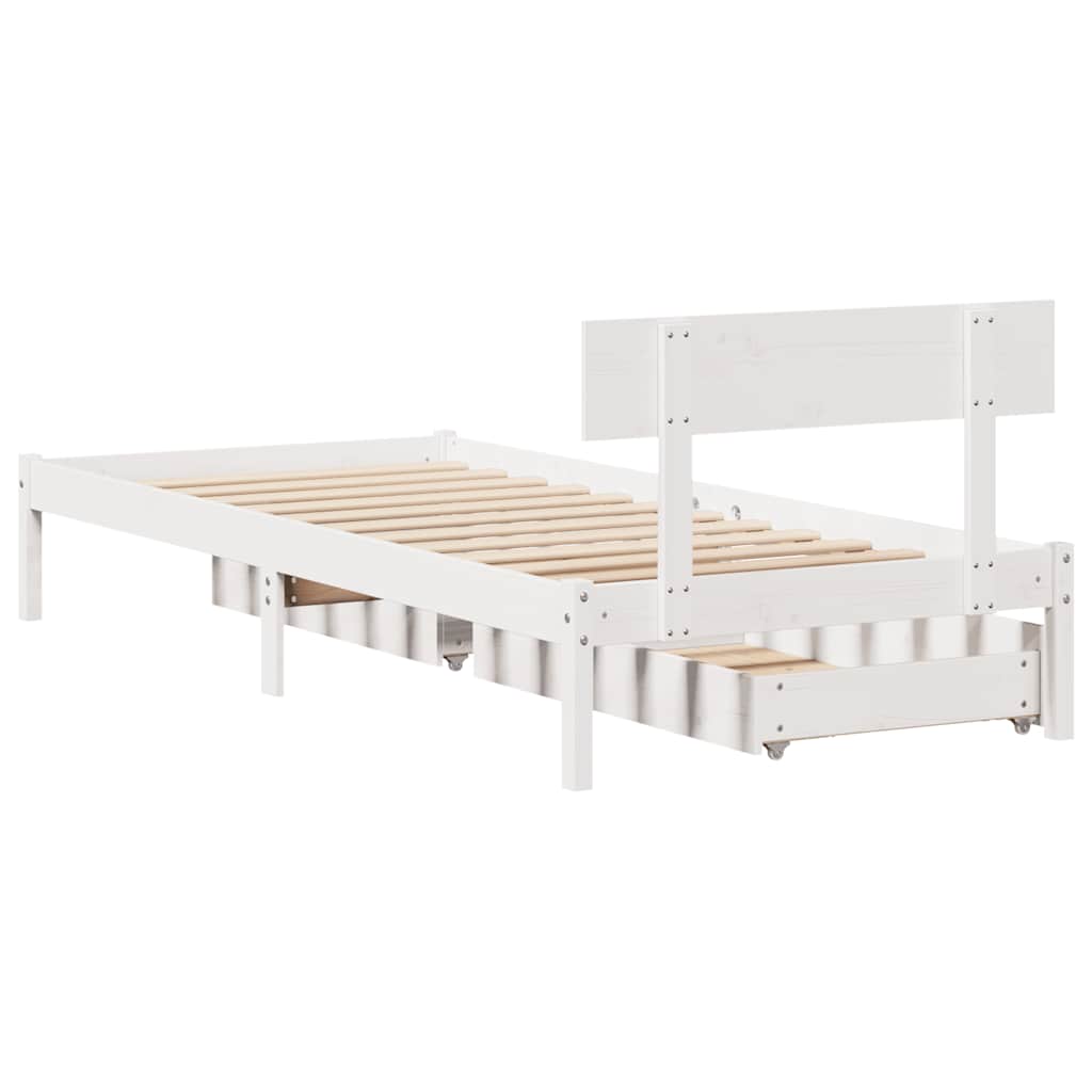 Letto senza Materasso Bianco 90x200 cm Legno Massello di Pino | homemem39